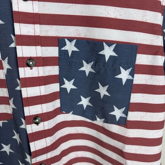 Magellan Relaxed Fit Shirt Men Small White US Flag Vented Short‎ Sleeve Fishing - Picture 4 of 9